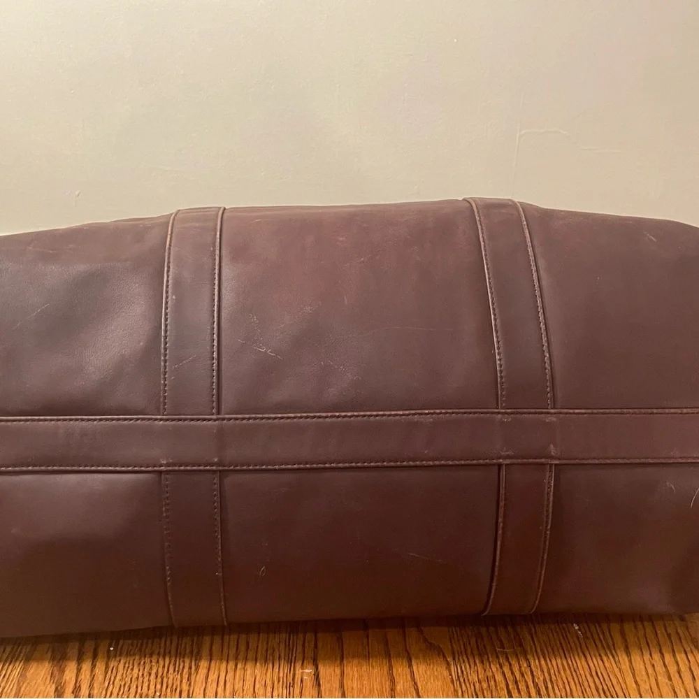 Vintage COACH Chocolate Brown Leather Cabin Weekender Duffel Travel Shoulder Bag - Picture 13 of 15